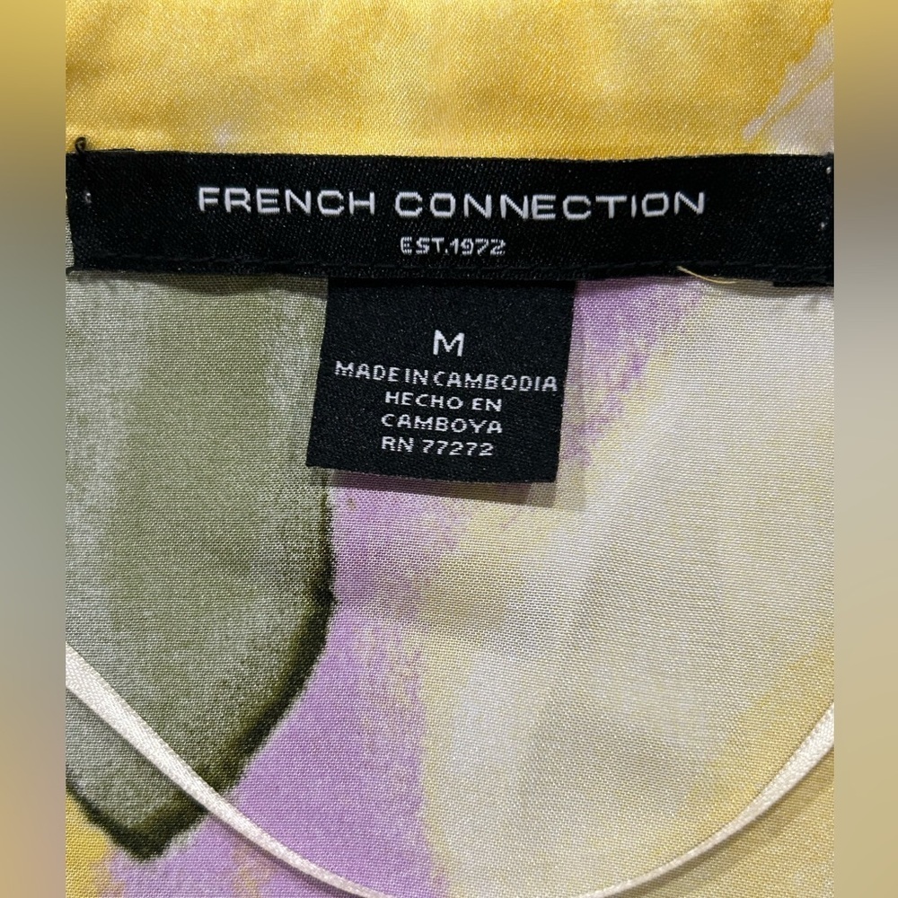 French Connection Long Shirt Dress Multicolor Abstract Print Size M New With Tag - Picture 7 of 12